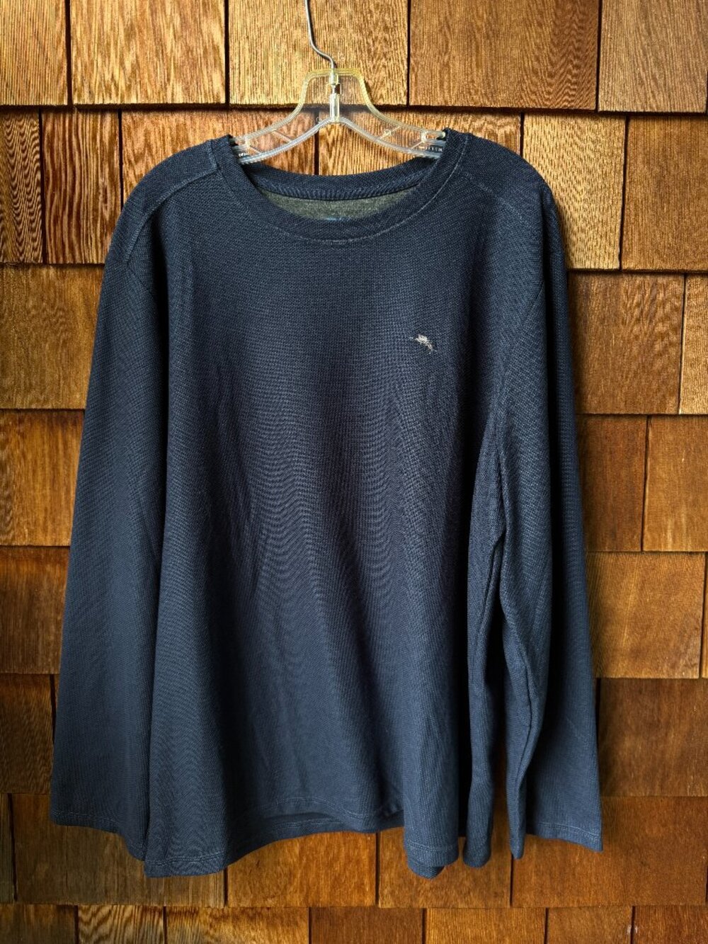 Tommy Bahama Navy Pique Knit Long Sleeve Crewneck Pullover in Men's XXL